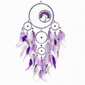Acchiappasogni sospeso 30 x 75 cm in metallo e piume viola grigio con decorazione ad albero