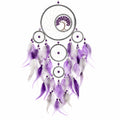 Acchiappasogni sospeso 30 x 75 cm in metallo e piume viola grigio con decorazione ad albero