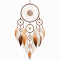 Acchiappasogni da parete 35 x 75 cm in corda marrone con piume decorative stile boho