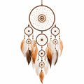 Acchiappasogni da parete 35 x 75 cm in corda marrone con piume decorative stile boho