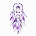 Acchiappasogni 30 x 80 cm in cordoncino viola con piume decorative da parete