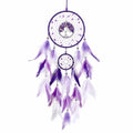 Acchiappasogni 30 x 80 cm in cordoncino viola con piume decorative da parete
