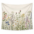 Arazzo da parete 150 x 130 cm in tessuto beige con fiori di campo - decorazione botanica