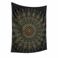 Arazzo da parete 150 x 150 cm in poliestere nero con mandala decorativo
