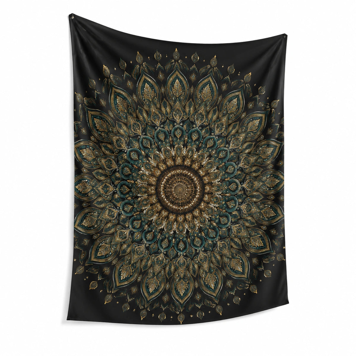 Arazzo da parete 150 x 150 cm in poliestere nero con mandala decorativo