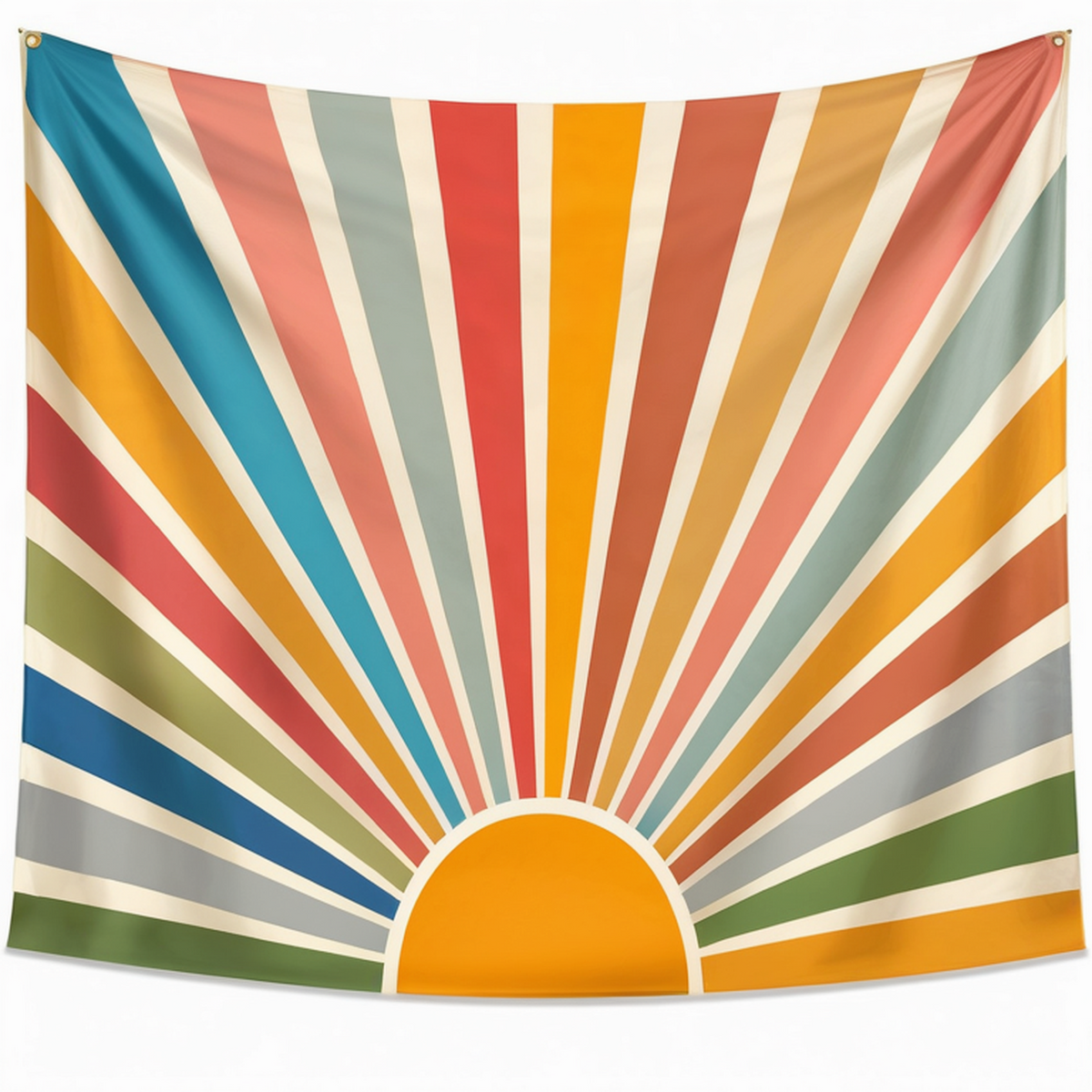 Arazzo da parete 150 x 130 cm in poliestere multicolore con motivo sole a raggi