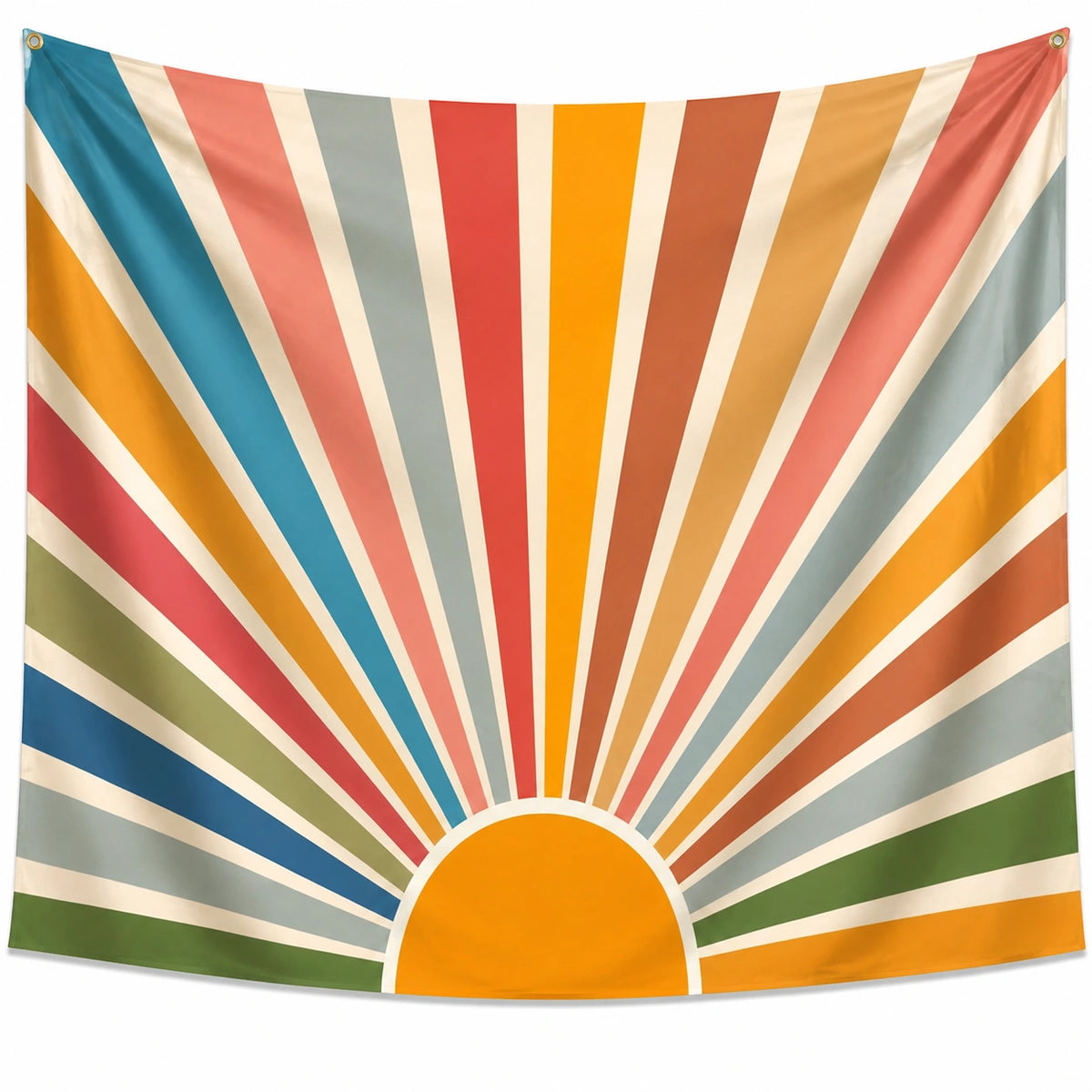 Arazzo da parete 150 x 130 cm in poliestere multicolore con motivo sole a raggi