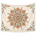 Arazzo da parete 150 x 150 cm in poliestere avorio con motivo floreale stile bohémien