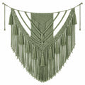 Arazzo da parete in macramè 100 x 110 cm in cotone verde salvia con frange stile bohémien