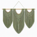 Arazzo da parete 110 x 100 cm in cotone verde salvia con frange stile boho