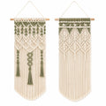 Set di 2 arazzi da parete 40 x 90 cm in cotone beige e verde - decorazione macramè boho