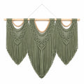 Arazzo da parete in cotone verde salvia 100 x 90 cm stile boho con frange