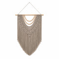 Arazzo da parete 50 x 90 cm in cotone beige con frange stile boho
