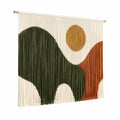 Arazzo da parete 90 x 100 cm in cotone multicolore con asta in legno stile geometrico