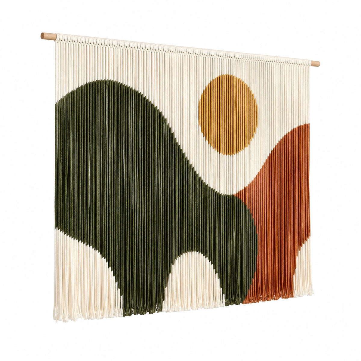 Arazzo da parete 90 x 100 cm in cotone multicolore con asta in legno stile geometrico