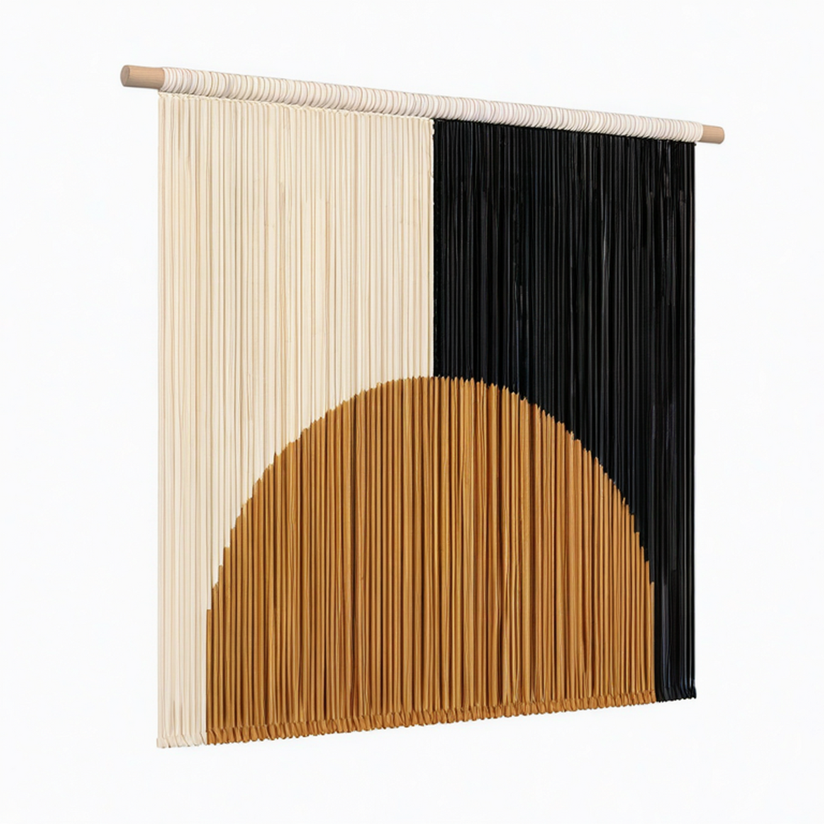 Arazzo da parete 80 x 100 cm in corda di cotone beige nero marrone - decorazione bohémien