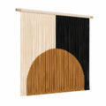 Arazzo da parete 80 x 100 cm in corda di cotone beige nero marrone - decorazione bohémien