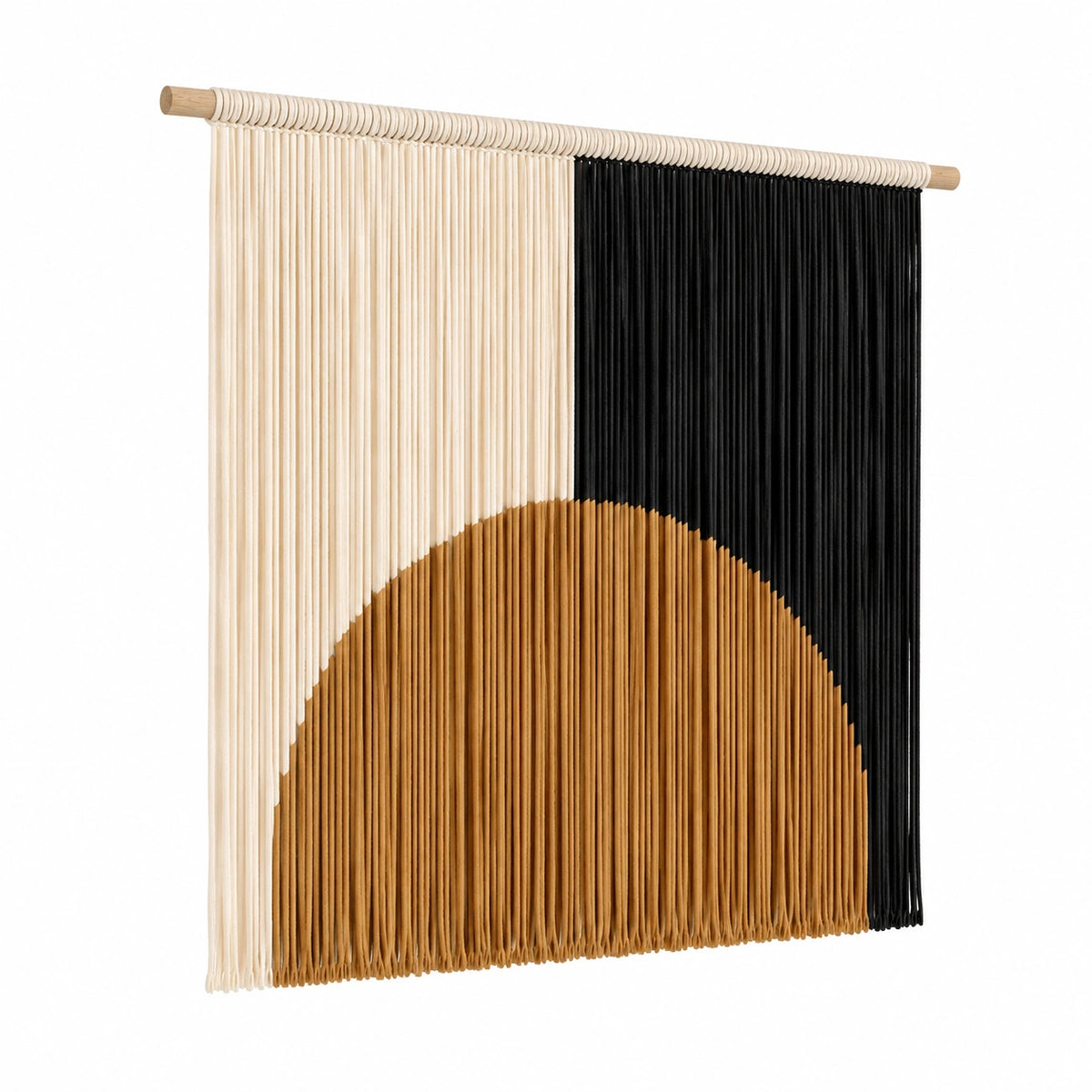 Arazzo da parete 80 x 100 cm in corda di cotone beige nero marrone - decorazione bohémien