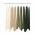 Arazzo da parete 100 cm x 110 cm in cordoncino tessile beige e verde - decorazione con frange