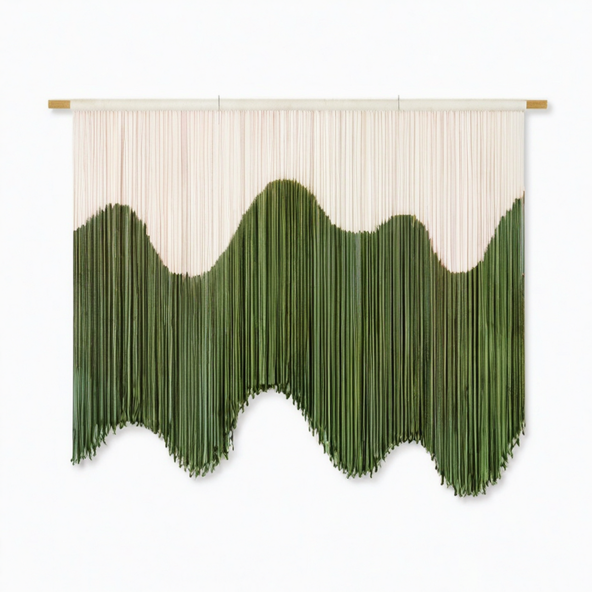 Arazzo da parete 100 x 90 cm in cotone verde e crema stile boho