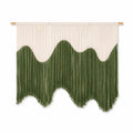 Arazzo da parete 100 x 90 cm in cotone verde e crema stile boho