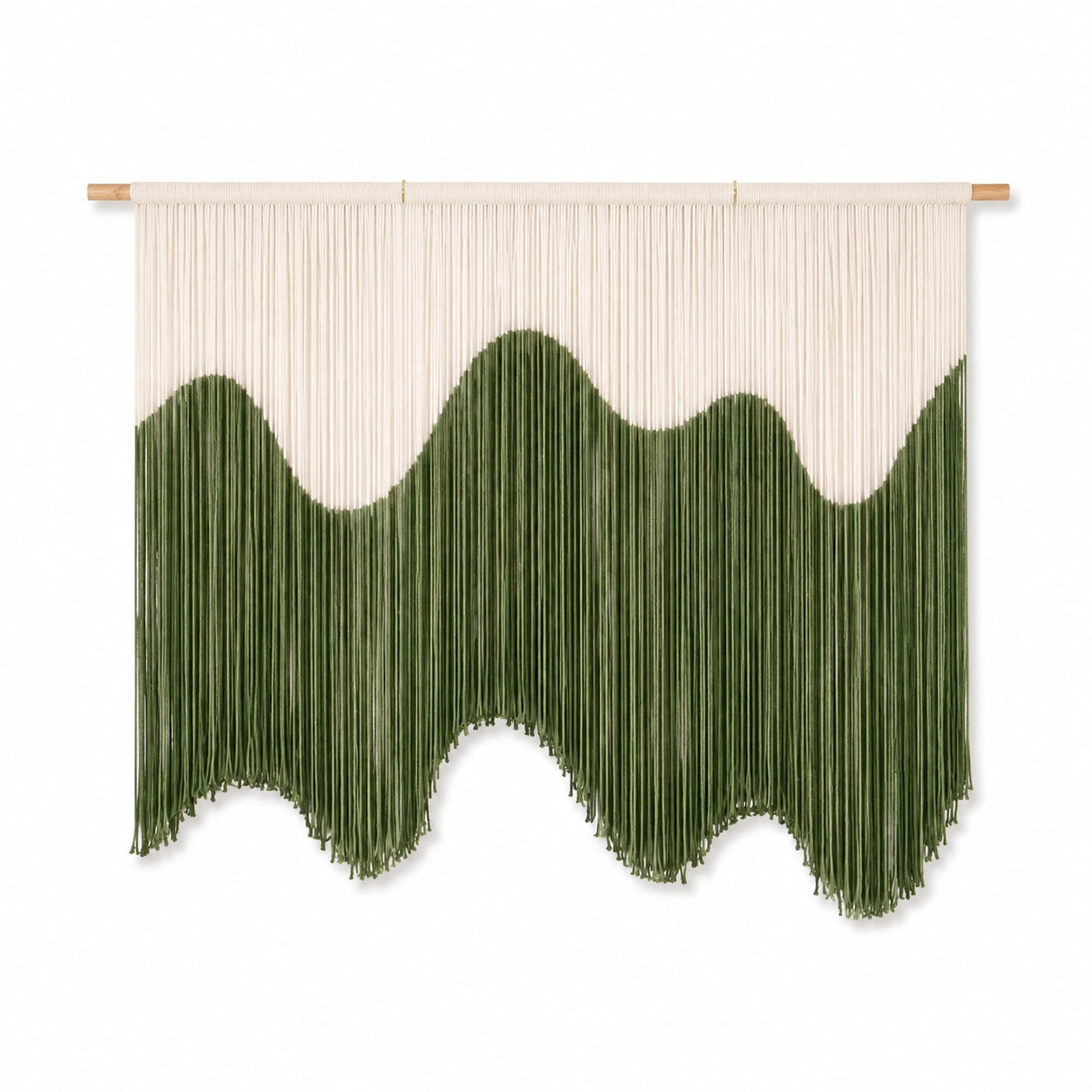 Arazzo da parete 100 x 90 cm in cotone verde e crema stile boho