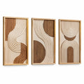 Set di quadri decorativi da parete 30 x 60 cm in legno beige e marrone con rilievi geometrici stile moderno
