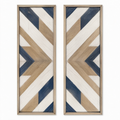 Set di pannelli decorativi da parete 30 x 90 cm in legno beige bianco blu stile geometrico