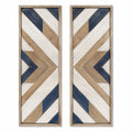 Set di pannelli decorativi da parete 30 x 90 cm in legno beige bianco blu stile geometrico
