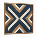 Pannello decorativo da parete 80 x 80 cm in legno blu beige e marrone con motivo geometrico