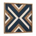 Pannello decorativo da parete 80 x 80 cm in legno blu beige e marrone con motivo geometrico