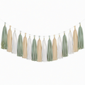 Ghirlanda decorativa con nappe in carta 300 cm verde salvia beige bianco - decorazione sospesa per feste