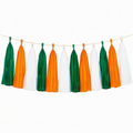 Ghirlanda di nappe 300 x 35 cm in carta velina verde arancione bianco - decorazione sospesa per feste