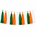 Ghirlanda di nappe 300 x 35 cm in carta velina verde arancione bianco - decorazione sospesa per feste