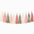 Ghirlanda decorativa 200 x 35 cm in carta con nappe rosa verde salvia e avorio per feste